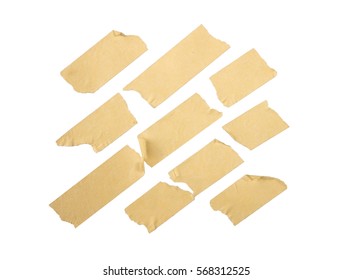 Brown Masking Tape On Isolated White Background