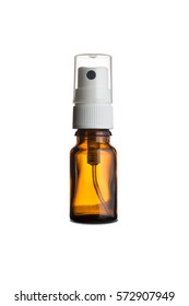 Brown Medical Glass Spray Bottle With Transparent Cap Separated On White Background