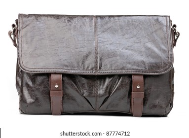 Brown Men Messenger Bag Isolated Over White