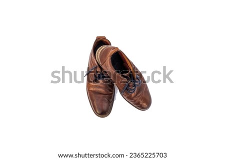 Brown men's leather autumn shoes isolated on white background