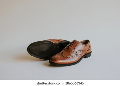 Brown Men's Leather Derby Shoes