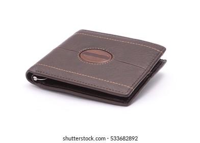 brown men's wallet isolated on white