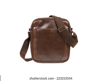 Brown Messenger Bag On White Background