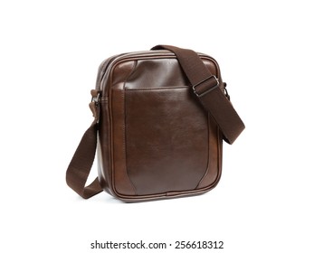 Brown Messenger Bag On White Background