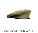 Brown military beret hat isolated on white background.