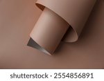 Brown, mocha colored paper. Geometric empty background, copy space