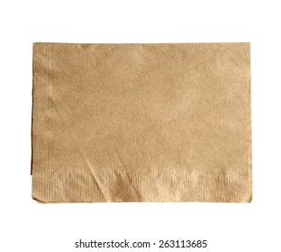 brown napkin isolate on white (clipping path)