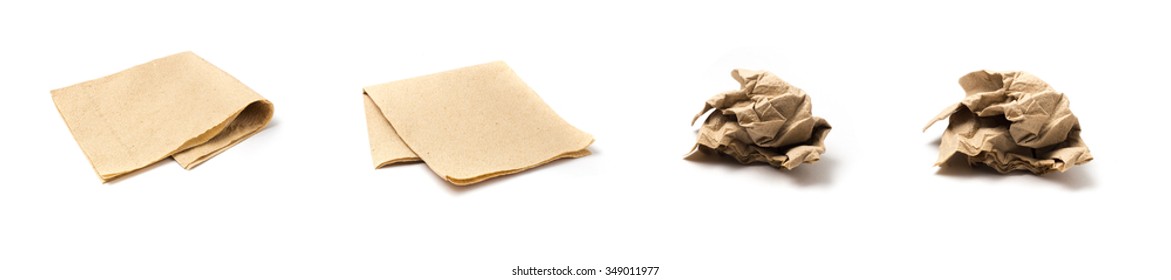 brown napkin tissue paper food isolated on white background