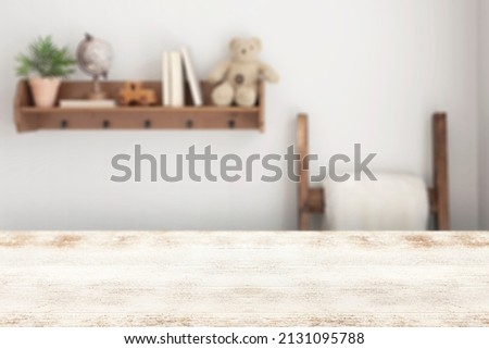 Brown, neutral bedroom background. Perspective table background for digital product mockups. Boys or gender neutral room.