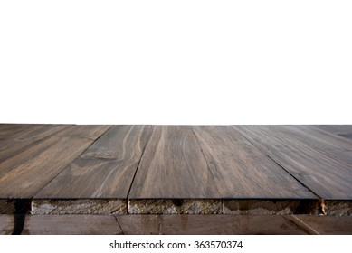 Brown Oak Wood Table Isolated On White Background