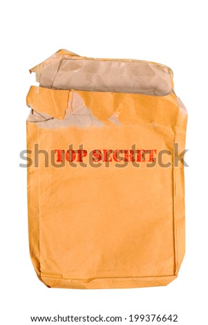 Brown old envelope isolated on white background
