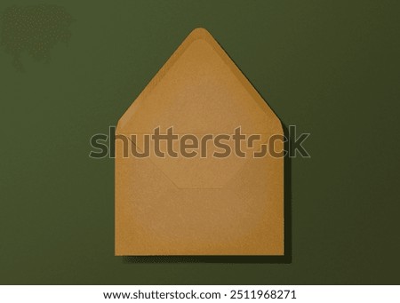 Brown opened envelope, flat lay design