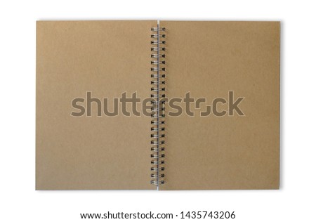 brown opened notebook isolated on white background with clipping path.