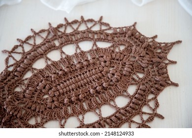 Brown Oval Doily. This Photo Has Been Taken In Prague, 2022