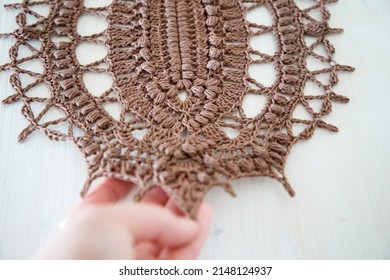 Brown Oval Doily. This Photo Has Been Taken In Prague, 2022