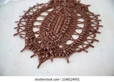 Brown Oval Doily. This Photo Has Been Taken In Prague, 2022