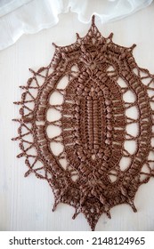 Brown Oval Doily. This Photo Has Been Taken In Prague, 2022