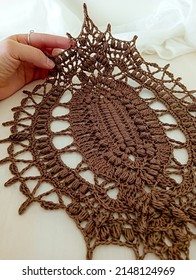 Brown Oval Doily. This Photo Has Been Taken In Prague, 2022