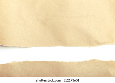 Brown Package Paper Torn To Reveal White Panel