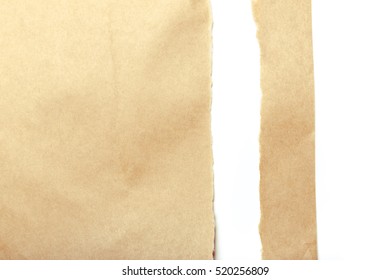 Brown Package Paper Torn To Reveal White Panel