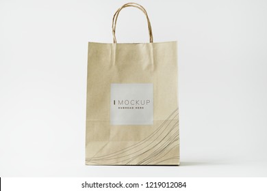 Brown paper bag design mockup