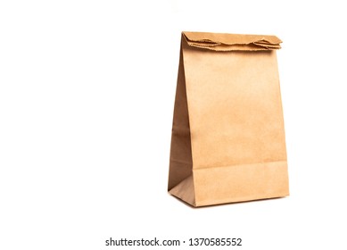 Brown Paper Bag Isolated On White Background.