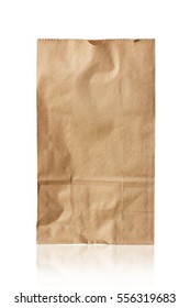 Brown Paper Bag Isolated On White Background.