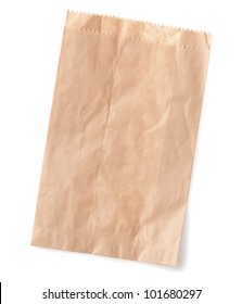 Brown Paper Bag Isolated Over White Background