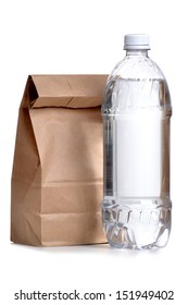 Brown Paper Bag Lunch With Water Bottle