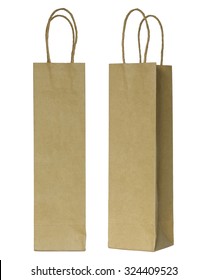 Brown Paper Bag For Wine Bottles Isolated On White