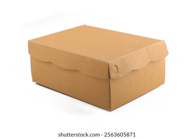 Brown Paper Box Cardboard box. Empty Brown Paper Mailing Box Cardboard box for various packages such as food cake isolated on white background