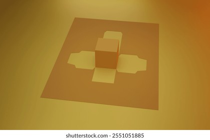 Brown Paper box Cardboard box isolated on cut piece in brown background