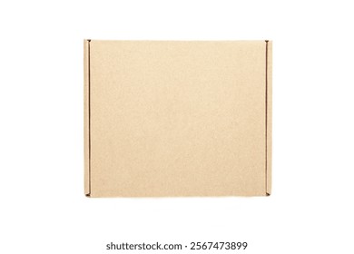 Brown Paper box Cardboard box isolated on white background. Top view