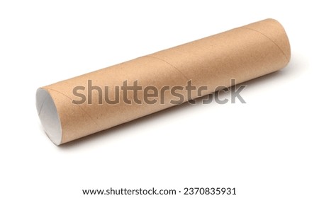 Brown paper core tube isolated on white