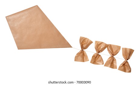 Brown Paper Kite Isolated On White Background