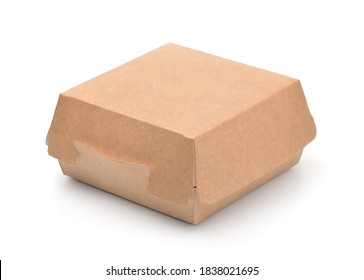 Brown Paper Takeaway Burger Box Isolated On White