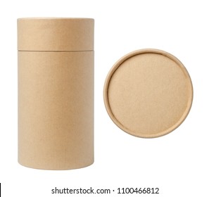 Brown paper tubes isolated on white background