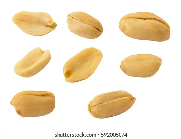 Brown peanuts isolated on white background