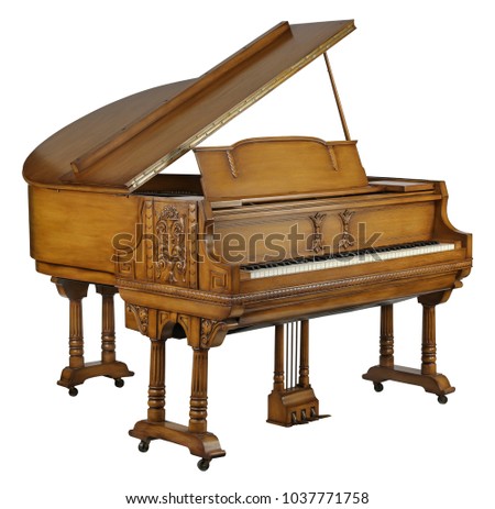 Brown piano with clipping path.