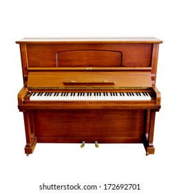 brown piano isolated on a white background