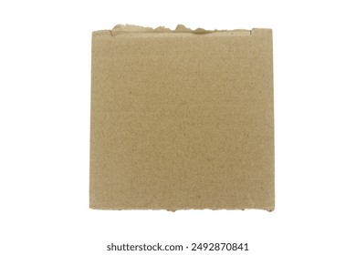 Brown piece of ripped paper edge cardboard texture isolated on white background with clipping path.