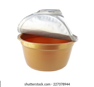 Brown Plastic Cup Foil Cover isolated on white background