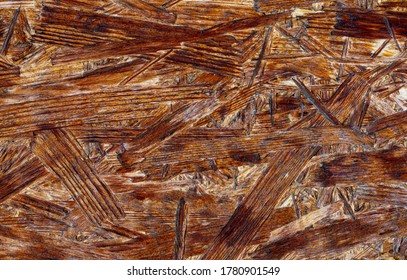 Brown Pressed Wooden Textured Bakground, Waferboard Close-up.