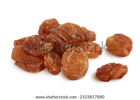 brown raisin isolated on white background with clipping path and full depth of field