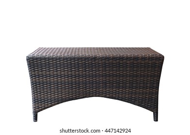 Brown Rattan Coffee Table Isolate On White Background.