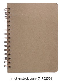 Brown Recycle Paper Notebook Right Page. Isolated Over White