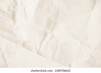 Brown Recycled Kraft Paper Crumpled Vintage Texture Background For Letter. Abstract Parchment Old Retro Page Grunge Blank Newspaper. Cream Pattern Rough Crease Grunge Surface Backdrop With Copy Space.