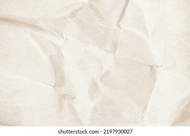 Brown Recycled Kraft Paper Crumpled Vintage Texture Background For Letter. Abstract Parchment Old Retro Page Grunge Blank Newspaper. Cream Pattern Rough Crease Grunge Surface Backdrop With Copy Space.