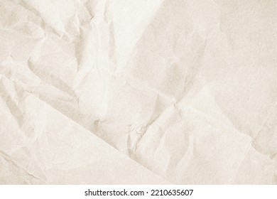 Brown Recycled Kraft Paper Crumpled Vintage Texture Background For Letter. Abstract Parchment Old Retro Page Grunge Blank Newspaper. Cream Pattern Rough Crease Grunge Surface Backdrop With Copy Space.