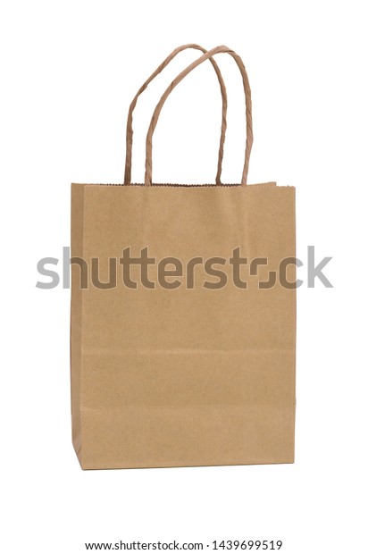Photo de stock Brown Recycled Paper Carrier Bag Handles 1439699519
